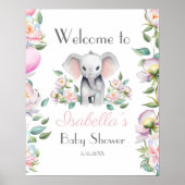 Baby Olifant Pioenrozen, Eucalyptus Welkomstbord Poster (Voorkant)