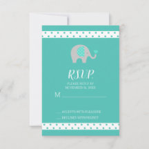 Baby Olifant Polka Dots Baby shower RSVP-kaart