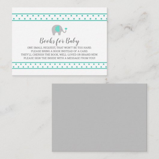Baby Olifant Polka Dots op White Book aanvraag Informatiekaartje (Voorkant / Achterkant)