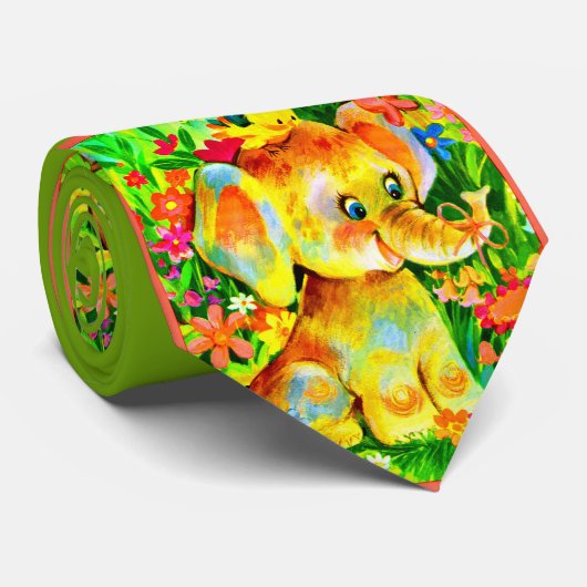 baby olifant print stropdas (Opgerold)