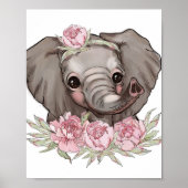Baby Olifant Roos Dierenposter | Muurprint Poster (Voorkant)
