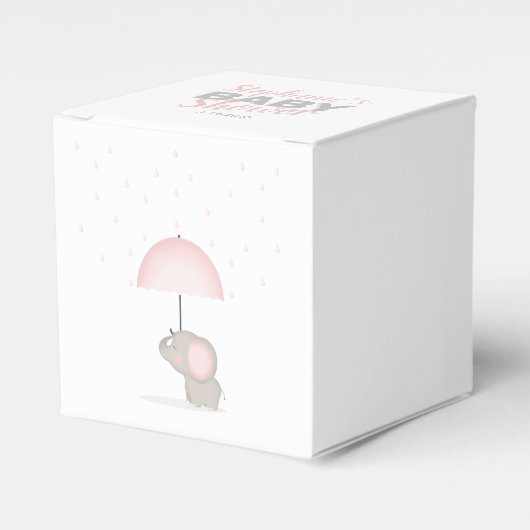 Baby Olifant Roze Baby shower Bedankdoosjes (Voorkant Zijde)