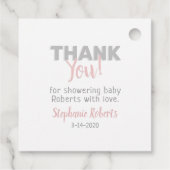 Baby Olifant Roze Baby shower Bedankjes Labels (Achterkant)