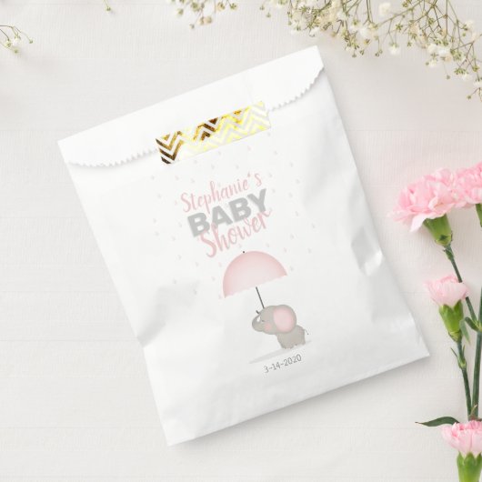 Baby Olifant Roze Baby shower Bedankzakje (Gezegeld)