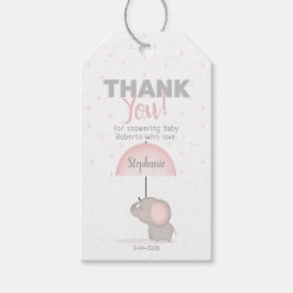 Baby Olifant Roze Baby shower Cadeaulabel
