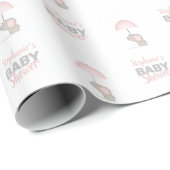 Baby Olifant Roze Baby shower Cadeaupapier (Rol Hoek)