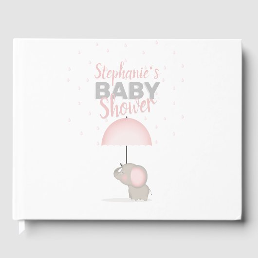 Baby Olifant Roze Baby shower Gastenboek (Voorkant)