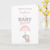 Baby Olifant Roze Baby shower Kaart (Gele Bloem)