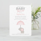 Baby Olifant Roze Baby shower Kaart (Staand voorkant)