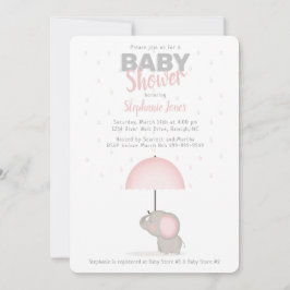 Baby Olifant Roze Baby shower Kaart