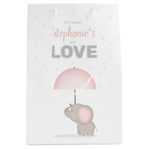 Baby Olifant Roze Baby shower Medium Cadeauzakje