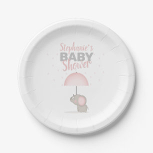 Baby Olifant Roze Baby shower Papieren Bordje