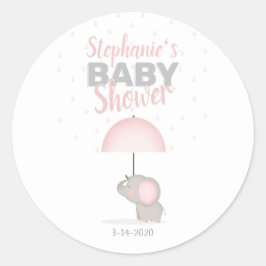 Baby Olifant Roze Baby shower Ronde Sticker