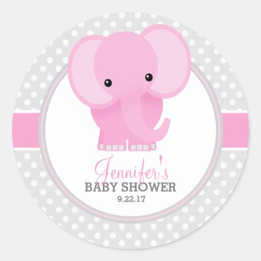 Baby olifant (roze) Baby shower Ronde Sticker (Voorkant)