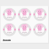 Baby olifant (roze) Baby shower Ronde Sticker (Vel)