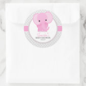 Baby olifant (roze) Baby shower Ronde Sticker (Tas)