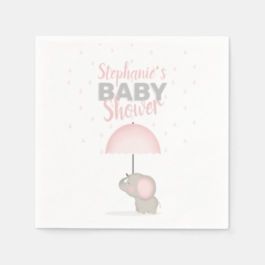 Baby Olifant Roze Baby shower Servet (Voorkant)
