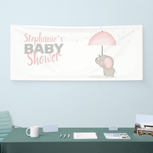Baby Olifant Roze Baby shower Spandoek (Beurs)