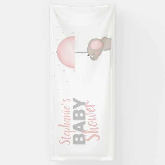 Baby Olifant Roze Baby shower Spandoek (Verticaal)