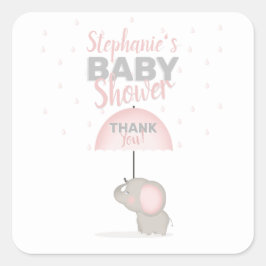 Baby Olifant Roze Baby shower Vierkante Sticker