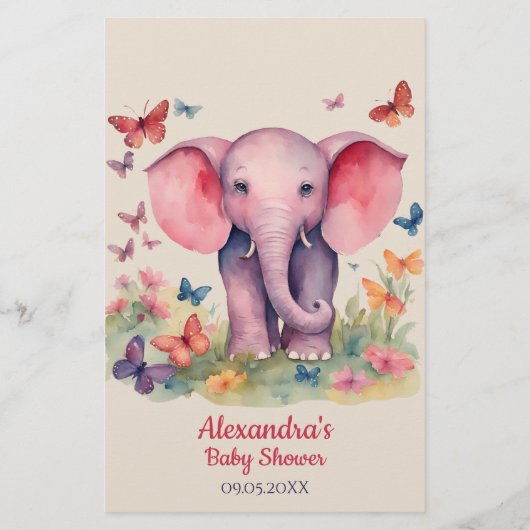 Baby olifant roze Baby voorspellingen advies Kaart (Achterkant)