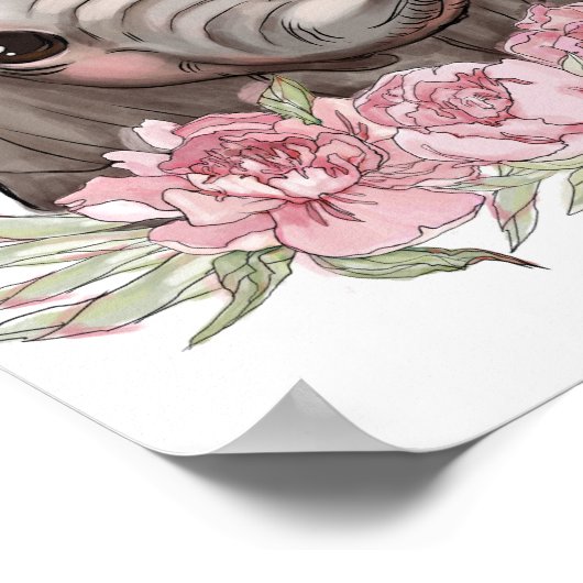 Baby Olifant Roze Dierenposter | Muurprint Poster (Hoek)