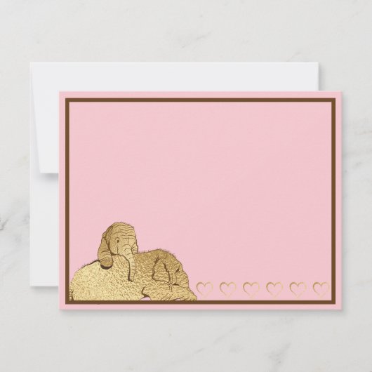 Baby Olifant roze goud Bedankkaart (Voorkant)