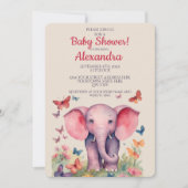 Baby Olifant Roze Meisjes Baby shower Kaart (Voorkant)
