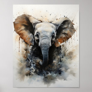 Baby Olifant Running Mooi Wilde Dier Poster