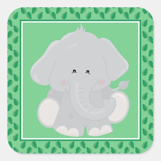 Baby Olifant | Safari Animals Party Vierkante Sticker (Voorkant)