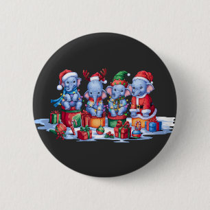 Baby olifant Santa hat gewei elf kerstlicht Ronde Button 5,7 Cm