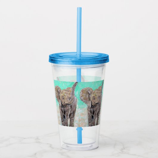 Baby Olifant schilderen Acryl Drinkbeker (Voorkant)