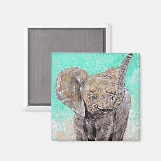 Baby Olifant Schilderij Magneet (Voorkant / Achterkant)