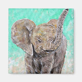 Baby Olifant Schilderij Magneet (Voorkant)