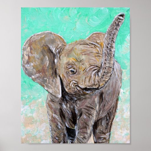 Baby Olifant Schilderij Poster (Voorkant)