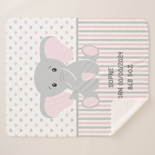Baby Olifant Sherpa Blanket Sherpa Deken (Voorkant (horizontaal))