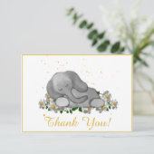 Baby Olifant Slapen Dank u kaart (Staand voorkant)