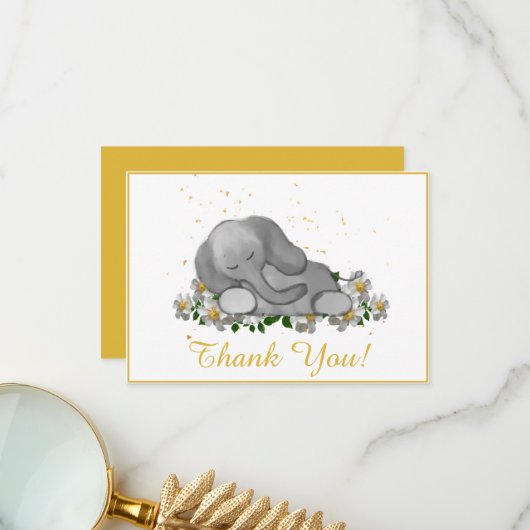 Baby Olifant Slapen Dank u kaart (Voorkant / Achterkant in situ)
