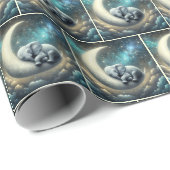 Baby Olifant slapen op halve maan Cadeaupapier (Rol Hoek)