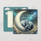 Baby Olifant slapen op halve maan Kaart (Voorkant / Achterkant)