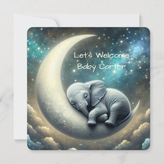 Baby Olifant slapen op halve maan Kaart (Voorkant)