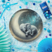 Baby Olifant slapen op halve maan Papieren Bordje (Feest)