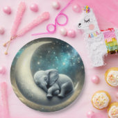 Baby Olifant slapen op halve maan Papieren Bordje (Feest)