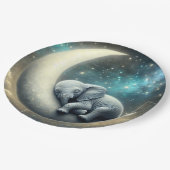 Baby Olifant slapen op halve maan Papieren Bordje (Gekanteld)