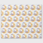 Baby olifant Slapend Crescent Moon Baby shower Cadeaupapier (Vlak)