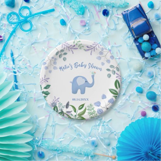 Baby Olifant Song Bird Baby shower Papieren Bordje (Feest)