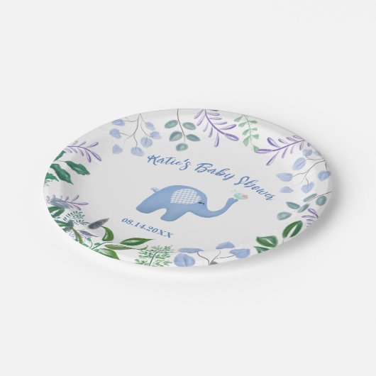 Baby Olifant Song Bird Baby shower Papieren Bordje (Gekanteld)