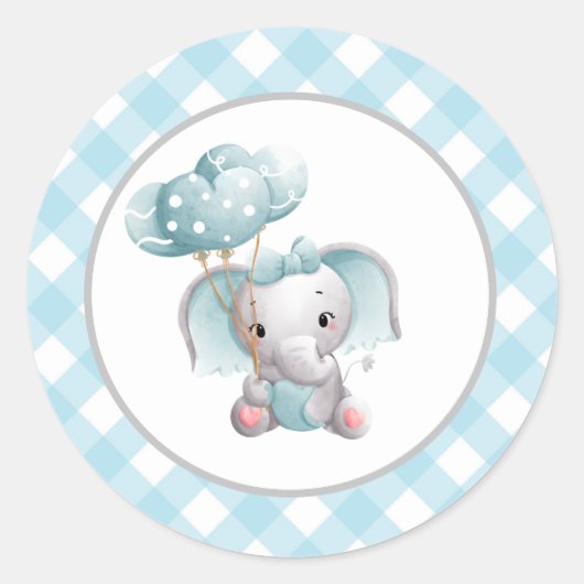 Baby olifant Sticker, Baby shower, geboortedag Ronde Sticker (Voorkant)