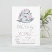 Baby olifant Stippen Florence Baby shower Kaart (Staand voorkant)