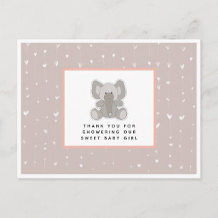 Baby Olifant String Hearts Baby Shower Bedankt Briefkaart